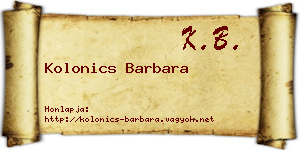 Kolonics Barbara névjegykártya