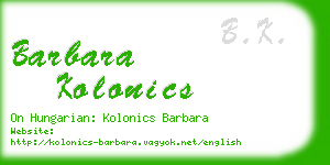 barbara kolonics business card